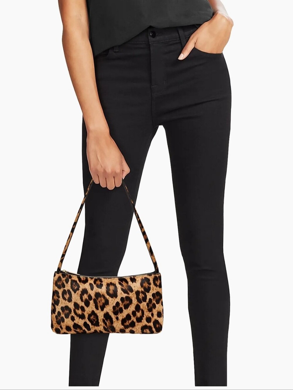 Mansur Gavriel Gaia Leopard-Print Shoulder Bag in Brown and Black New - Picture 8 of 9